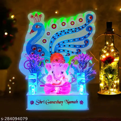 Glass Ganesha LED night lamp, color-changing, portable acrylic corporate gift