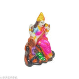 Pearl-colored marble Saraswati JI decorative showpiece - 95cm tall, traditional Indian home decor