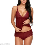 White net night dress for women, sleeveless spaghetti top and shorts bottom, lace details, perfect for special occasions