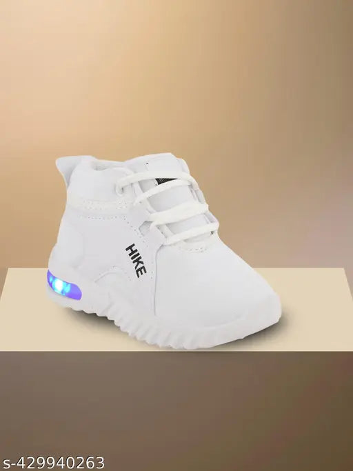 Red burgundy kids' sneakers with red glowing light up soles, casual shoe for boys and girls, for ages 8-12, white laces, breathable mesh paneling, Velcro straps, comfortable walking shoes