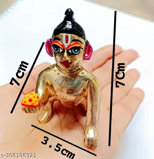 Product type: Traditional Indian sweet item, laddu, shaped like Lord Gopal idol, made of pure brass material. Approximately weighing 160 grams