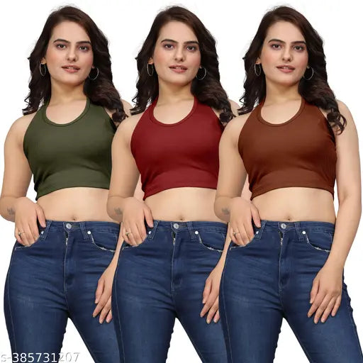 Cotton Comfort Trio: 3 Sleeveless Tank Tops for Cool & Casual Summer Style - Made from High-Quality Indian Cotton