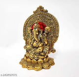 Gold-plated metal Ganesh Ji idol, Indian handicraft, 12cm x 15cm x 5cm for home decor & gifting
