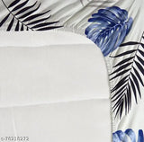 White, premium cotton, fitted bedsheets for double bed (78x72+10), botanical print, superfine quality, 220 TC supersoft, lightweight, easy-to-wash, India origin
