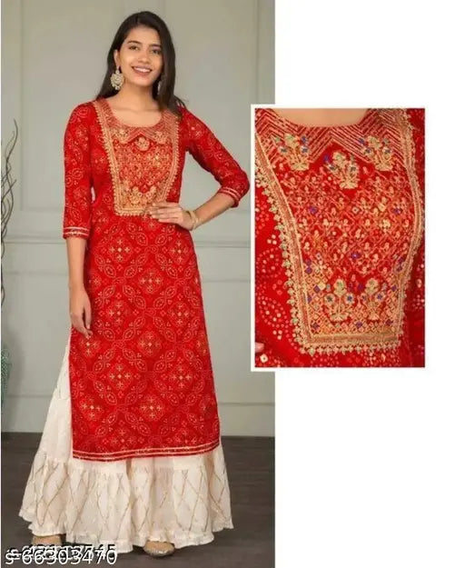 Red embroidered kurta set with chudidhar and dupatta