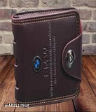 Golden leather textured net black belt with BMW wallet, accessorized luxury fashion from India