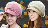Fashionable winter beanie cap, fur-lined inside and visor