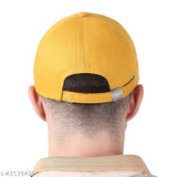 Plain yellow baseball cap with ear loop, part of a two-pack for trendy casual wear