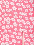 Pink printed skirt with floral pattern