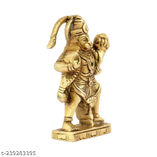 Brass Hanuman Ji ki murti statue, intricately detailed, 1.5" x 2.5" x 1.5", elevating spiritual spaces