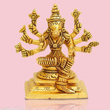 Brass gold-colored statue, 6cm tall, depicts Varahi Amman - Indian god idol
