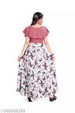Printed net crepe ethnic party wear dress, 5-14 years sizes available, perfect for special occasions