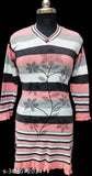 Rayon striped long-sleeve blouse with floral print
