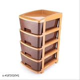 Plastic drawer organizer, four compartments, suitable for home kitchen or office, in a brown color