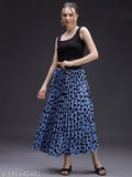 Satin pleated skirt with printed net pattern, Indian-made fashion piece for women's wardrobe. (28/30/32/34/36/38 inch size available)