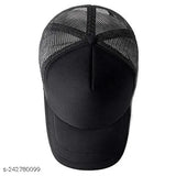 Polyster half-fabric, half-net baseball cap for men and women - fashionable, UV-protective, snapback style cap in solid pattern, ideal for gifting during spring/summer seasons. Made in India