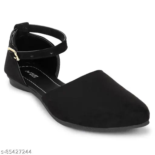 Black suede mules for women - ankle loop with buckle detail, pointy toe design for casual occasions. Made from superior quality materials for comfort all day long. Indian origin