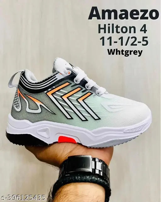 Hilton 4 WHTORG mesh sole boys shoes, comfortable lace-up footwear with PVC detail, ideal for 4-5 years, made in India