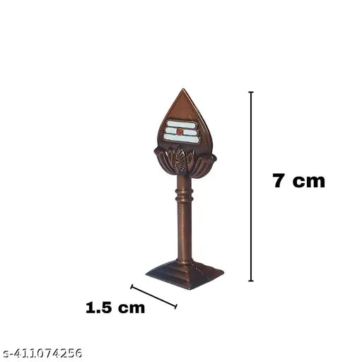 Brown double-sided Lord Murugan Vel metal automobile showpiece, 7cm height for car dashboard or study table. Suitable for men and women. Indian origin