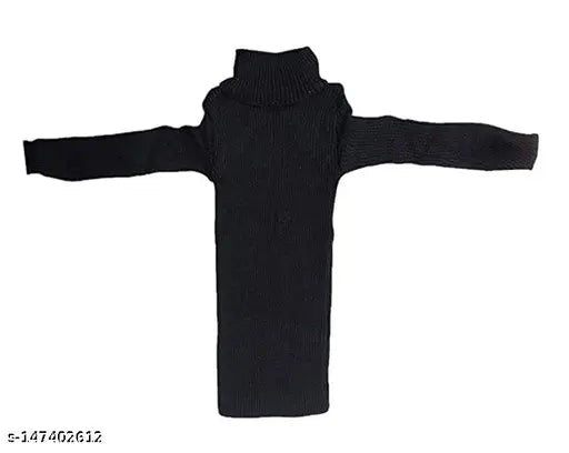 Deep blue wool highneck sweater for kids, warm and versatile design