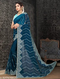 Black, chiffon, sari with sequin embellishments