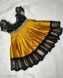 Embroidered polyester maxi dress, Indian pattu sattai gown for girls (12-18M to 7-8Y), intricately designed