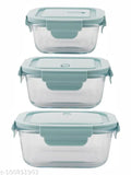 Clear glass food storage containers with airtight lid set of 3 pieces, 700 ml and 450 ml