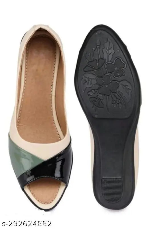 Multicolor synthetic leather slip-on ballerinas, Laxmi Trace stylish women's footwear from India