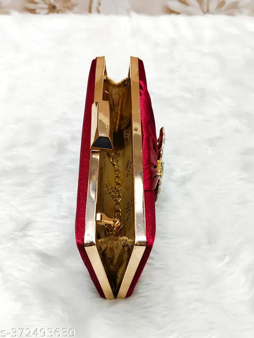 Gold-trimmed clutch purse, velvet interior