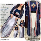 Rayon embroidered short crop top kurti with palazzos, three-quarter sleeves, Indian women's fashion