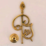 Golden brass Murugan Om Vel Idol with Tamil Om, intricately detailed, 4 inch high for pooja or home decor