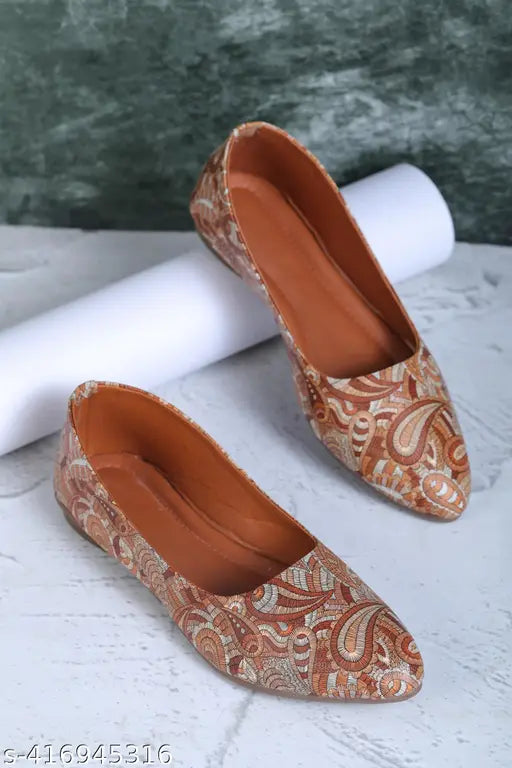 Synthetic ballerinas - Prosak 867brown, women's closed back solid sandals for daily and party wear