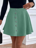 Mint green pleated skirt, long length, knee high