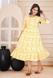 Rayon, three-quarter sleeve, fashionable printed kurti from India (M: bust size 38in, L: bust size 40in)