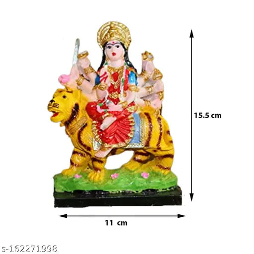 Resin handcrafted Sherawali Mata Durga Maa Murti statue, Indian artifact for Pooja Vaishno Devi idol (6 inch)