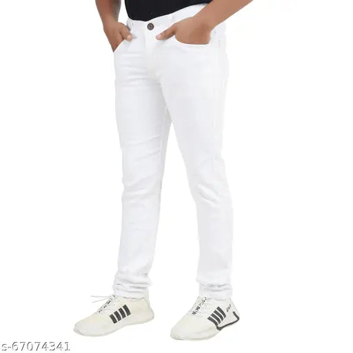 Stylish men's denim jeans, solid pattern, size 28-36, Indian origin (size 30: waist 30in, length 42in)