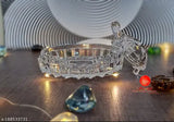 Crystal turtle-tortoise showpiece, Indian-crafted, 12.5cm x 3cm x 12.5cm, Vastu Feng Shui for good luck and career