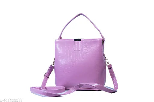 A stylish purple crocodile print crossbody shoulder and sling bag