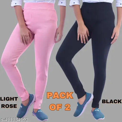Cotton blend women's jeggings - OE fabric recycled, stylish high-waisted jeans leggings from India