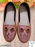 Brown leather loafers with embroidered details, women's fashion footwear