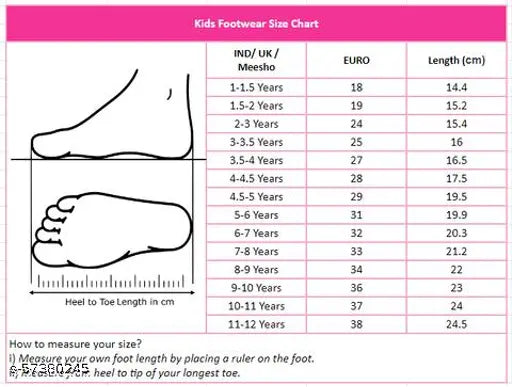 Indian walking shoes for kids in 1 to 5 years size chart, LED lights on soles