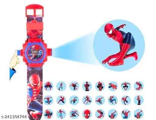 Spiderman themed digital watch for kids, trendy design with projector feature