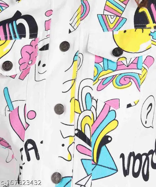 Cotton blend printed net women's long-sleeve jacket & waistcoat for parties, weddings, college events, business - Indian made quality