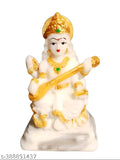 Marble dust Saraswati Maa Murti, Indian decorative idol for pooja room, office, or home
