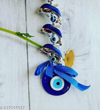 Silver three fish Feng Shui Evil Eye wall hanging for good luck, prosperity, health, wealth, office/home decor & car (Indian design)