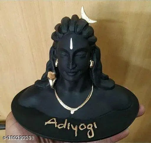Poly Resin Adiyogi Shiva Statue with Rudraksha Mala for Car Dashboard (India), 14cm tall
