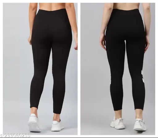 Green-shade striped net lycra track pants for women, classic look, best for gym & tracking wear - pack of 2