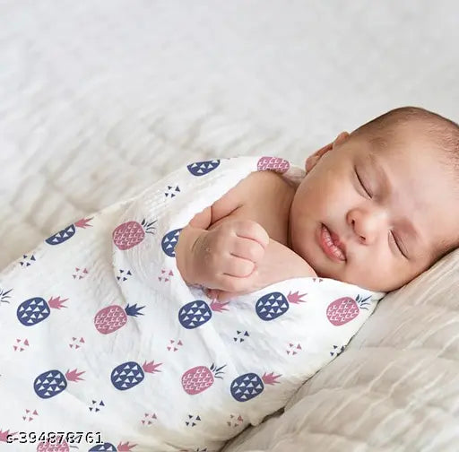 Aerocotton Home Baby Muslin Swaddle 100x100cm-pack, self-designed cotton blanket with 2-fruit print, soft and durable for baby's AC room