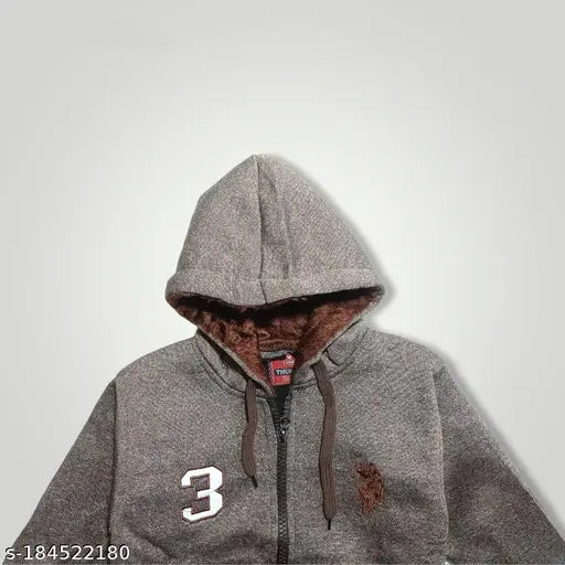 Light brown cotton kids sweater, solid pattern for cool style and fashionable look