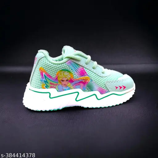 Printed mesh PVC pista high heels for chic kids' style, lace-up detail